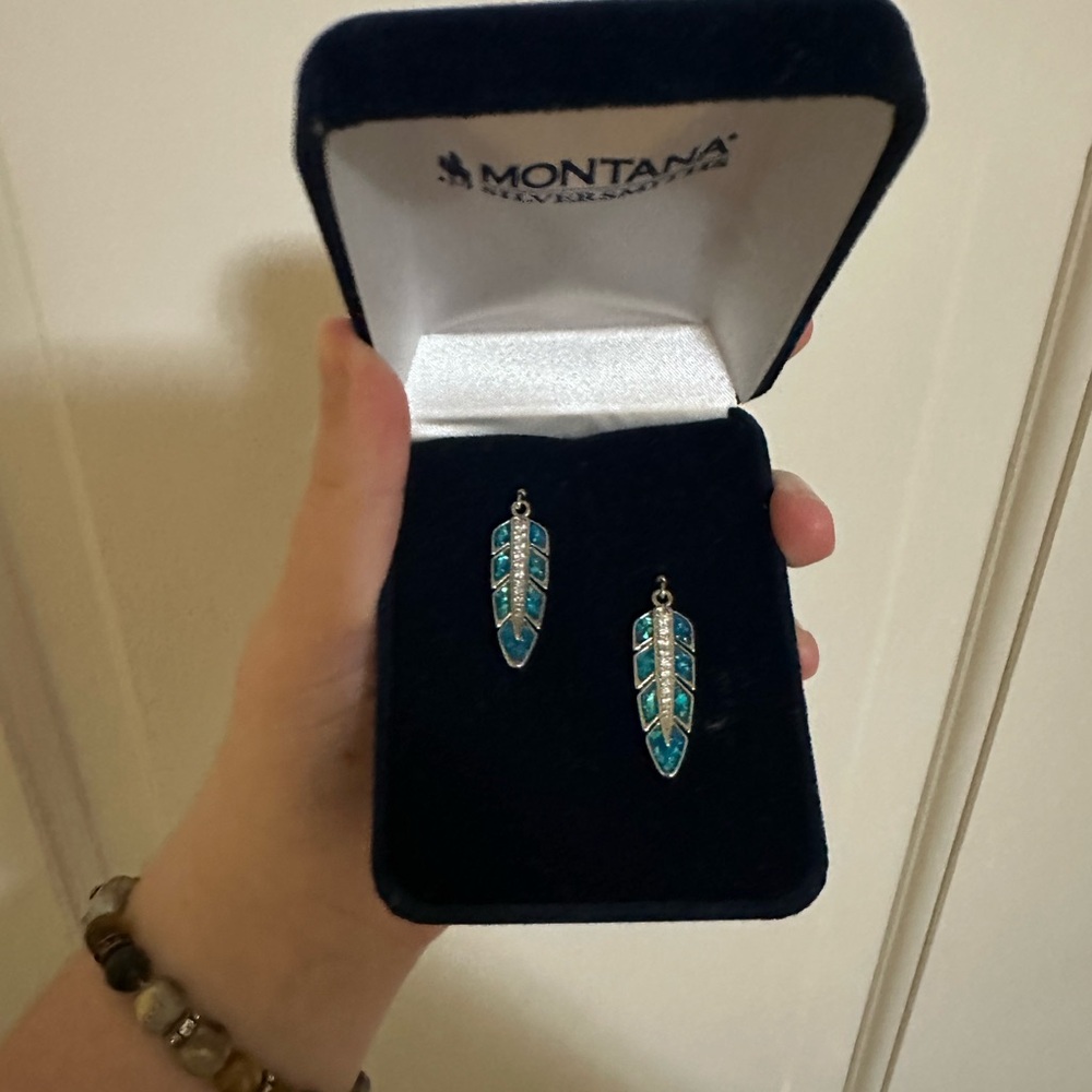 Montana Silversmiths Opal Blue Iridescent Earrings